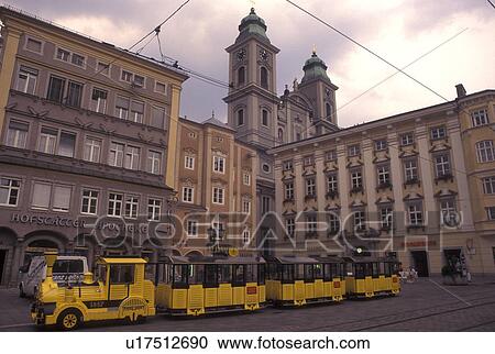 Linz, Austria, The Danube Valley, Oberosterreich, Sightseeing train in downtown Linz. View Large Photo Image Stock Image - Linz, Austria, The Danube Valley, Oberosterreich, Sightseeing train in downtown Linz.. Fotosearch