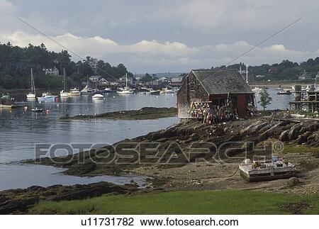 lobster shack, ME, Maine, Lobster shack at low tide in the harbor of Bayley Island on Casco Bay. View Large Photo Image Stock Image - lobster shack, ME, Maine, Lobster shack at low tide in the harbor of Bayley Island on Casco Bay.. Fotosearch