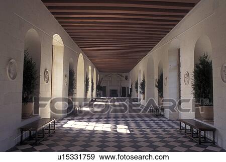 Loire Valley, castle, France, Chenonceau, Loire Castle Region, Indre-et-Loire, Europe, The Gallery (galerie) inside the 16th century Chateau de Chenonceau View Large Photo Image Stock Photo - Loire Valley, castle, France, Chenonceau, Loire Castle Region, Indre-et-Loire, Europe, The Gallery (galerie) inside the 16th century Chateau de Chenonceau. Fotosearch
