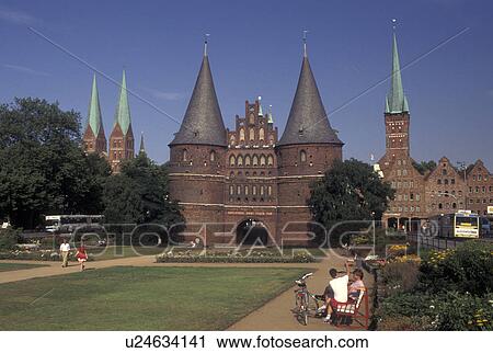 Lubeck, Holsten Gate, Germany, Schleswig-Holstein, Europe, Holstentor a fortified gate with twin towers. View Large Photo Image Stock Image - Lubeck, Holsten Gate, Germany, Schleswig-Holstein, Europe, Holstentor a fortified gate with twin towers. . Fotosearch