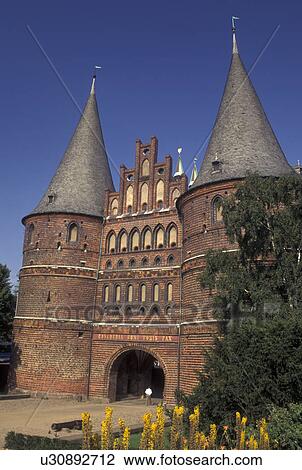 Lubeck, Holsten Gate, Germany, Schleswig-Holstein, Europe, Holstentor a fortified gate with twin towers. View Large Photo Image Stock Image - Lubeck, Holsten Gate, Germany, Schleswig-Holstein, Europe, Holstentor a fortified gate with twin towers. . Fotosearch