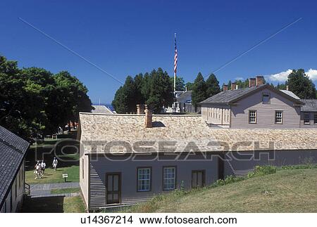 Picture -  Mackinac Island, Fort Mackinac, MI, Lake Huron, Michigan, Mackinac Island State Park, Fort Mackinac on Mackinac Island.. Fotosearch