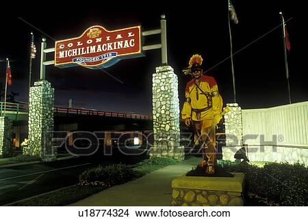 Mackinaw City, MI, Michigan, Entrance to Colonial Michilimackinac on the site of Fort Michilimackinac in the evening in Mackinaw City. View Large Photo Image Picture - Mackinaw City, MI, Michigan, Entrance to Colonial Michilimackinac on the site of Fort Michilimackinac in the evening in Mackinaw City.. Fotosearch