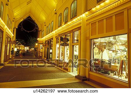 Mackinaw City, MI, Michigan, Mackinaw Crossing Shopping Center in the evening in Mackinaw City. View Large Photo Image Stock Photo - Mackinaw City, MI, Michigan, Mackinaw Crossing Shopping Center in the evening in Mackinaw City.. Fotosearch