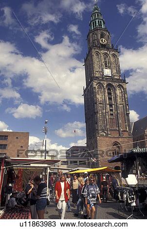 market, Netherlands, Holland, Groningen, Europe, Market day in downtown Groningen outside the Martinikerk (church). View Large Photo Image Stock Image - market, Netherlands, Holland, Groningen, Europe, Market day in downtown Groningen outside the Martinikerk (church).. Fotosearch