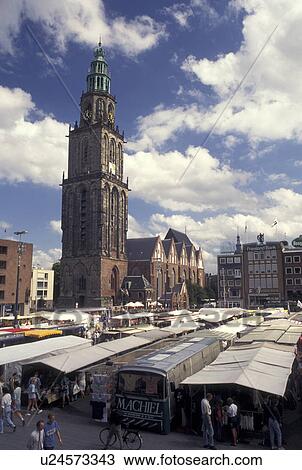 market, Netherlands, Holland, Groningen, Europe, Market day in downtown Groningen outside the Martinikerk (church). View Large Photo Image Stock Image - market, Netherlands, Holland, Groningen, Europe, Market day in downtown Groningen outside the Martinikerk (church).. Fotosearch