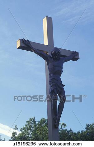 MI, Indian River, Michigan, The Cross in the Woods, a 55 foot high cross of Jesus, in Indian River. View Large Photo Image Stock Photograph - MI, Indian River, Michigan, The Cross in the Woods, a 55 foot high cross of Jesus, in Indian River.. Fotosearch