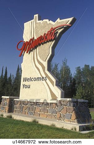 MN, Minnesota, Grand Portage, State of Minnesota Welcomes You, sign View Large Photo Image Stock Image - MN, Minnesota, Grand Portage, State of Minnesota Welcomes You, sign. Fotosearch