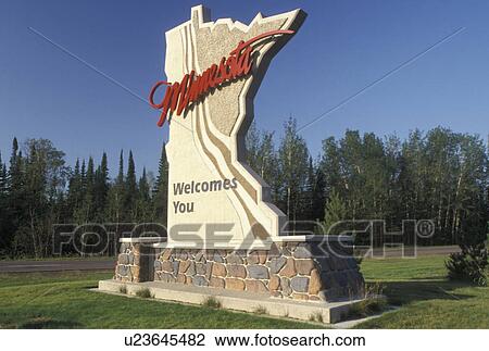 MN, Minnesota, Grand Portage, State of Minnesota Welcomes You, sign View Large Photo Image Stock Image - MN, Minnesota, Grand Portage, State of Minnesota Welcomes You, sign. Fotosearch