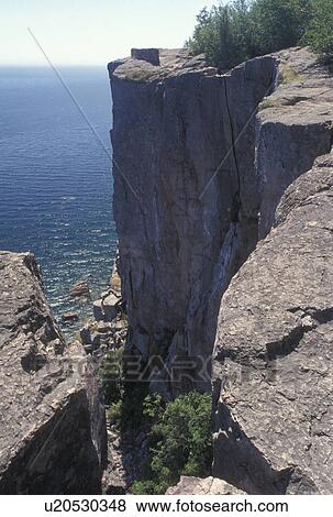 Stock Photo -  MN, Silver Bay, Lake Superior, North Shore Drive, Minnesota, Palisade Head along the north shore of Lake Superior in Silver Bay.. Fotosearch