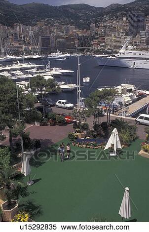 Stock Photography -  Monaco, harbor, View of Monaco Harbor in the district of La Condamine in the Principality of Monaco along the Mediterranean Sea . Fotosearch