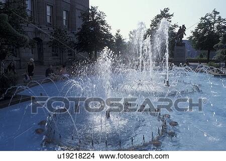 Montreal, Canada, Quebec, Fountain at Place Vauquelin in Old Montreal (Vieux Montreal) in Quebec. View Large Photo Image Picture - Montreal, Canada, Quebec, Fountain at Place Vauquelin in Old Montreal (Vieux Montreal) in Quebec.. Fotosearch