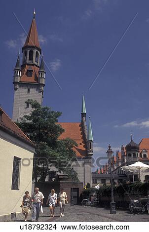 Munich, Germany, Bavaria, Munchen, Europe, Old City Hall in downtown Munich. View Large Photo Image Picture - Munich, Germany, Bavaria, Munchen, Europe, Old City Hall in downtown Munich.. Fotosearch