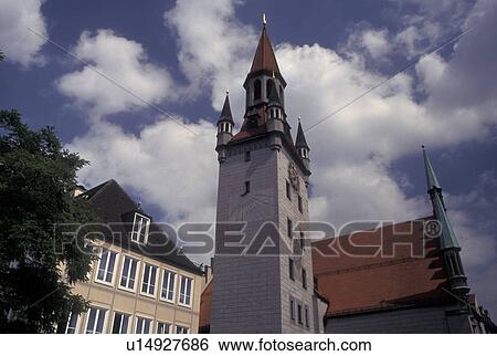 Munich, Germany, Bavaria, Munchen, Europe, Old City Hall in downtown Munich. View Large Photo Image Stock Photograph - Munich, Germany, Bavaria, Munchen, Europe, Old City Hall in downtown Munich.. Fotosearch