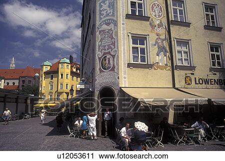 Munich, Viktualienmarkt, Germany, Bavaria, Munchen, Europe, Outdoor cafT at food market square in downtown Munich. View Large Photo Image Stock Image - Munich, Viktualienmarkt, Germany, Bavaria, Munchen, Europe, Outdoor cafT at food market square in downtown Munich.. Fotosearch