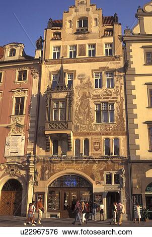 mural, Czech Republic, Prague, Praha, Central Bohemia, Decorative historic painting on the wall of a building in Old Town Square in the city of Prague. View Large Photo Image Stock Photograph - mural, Czech Republic, Prague, Praha, Central Bohemia, Decorative historic painting on the wall of a building in Old Town Square in the city of Prague.. Fotosearch