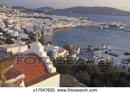 Mykonos, Greek Islands, Cyclades, Greece, Europe, Scenic view of Mykonos Harbor on the Aegean Sea. View Large Photo Image Stock Image - Mykonos, Greek Islands, Cyclades, Greece, Europe, Scenic view of Mykonos Harbor on the Aegean Sea.. Fotosearch