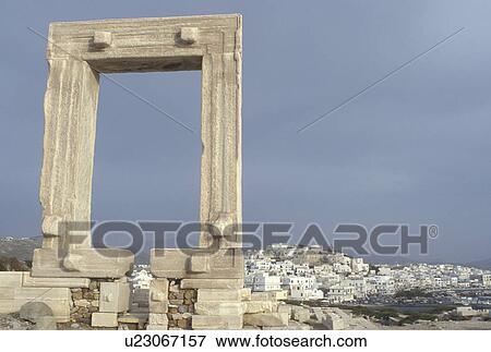 Stock Photo -  Naxos, Greece, Greek Islands, Cyclades, Europe, Temple of Apollo on Naxos Island on the Aegean Sea.. Fotosearch