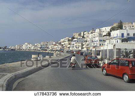 Naxos, Greece, Greek Islands, Cyclades, Europe, Waterfront on Hora Naxos Harbor on Naxos Island on the Aegean Sea. View Large Photo Image Stock Photograph - Naxos, Greece, Greek Islands, Cyclades, Europe, Waterfront on Hora Naxos Harbor on Naxos Island on the Aegean Sea.. Fotosearch