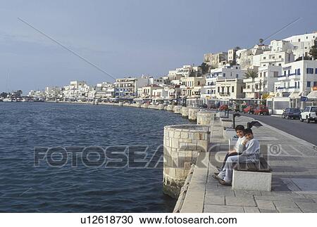 Naxos, Greek Islands, Cyclades, Greece, Europe, Waterfront on Hora Naxos Harbor on Naxos Island on the Aegean Sea. View Large Photo Image Stock Image - Naxos, Greek Islands, Cyclades, Greece, Europe, Waterfront on Hora Naxos Harbor on Naxos Island on the Aegean Sea.. Fotosearch