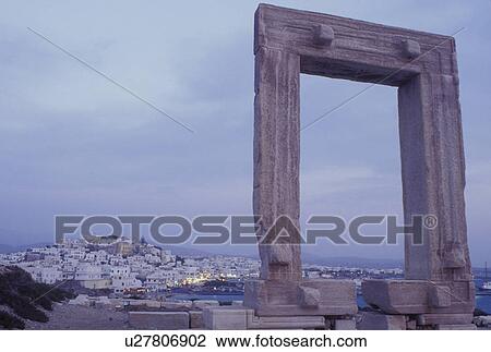 Naxos, Greek Islands, Greece, Cyclades, Europe, Temple of Apollo on Naxos Island in the evening on the Aegean Sea. View Large Photo Image Stock Image - Naxos, Greek Islands, Greece, Cyclades, Europe, Temple of Apollo on Naxos Island in the evening on the Aegean Sea.. Fotosearch
