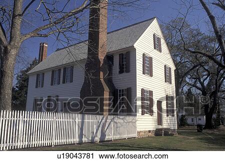 Stock Image -  NC, North Carolina, Bath, Palmer-Marsh House at Historic Bath State Historic Site.. Fotosearch