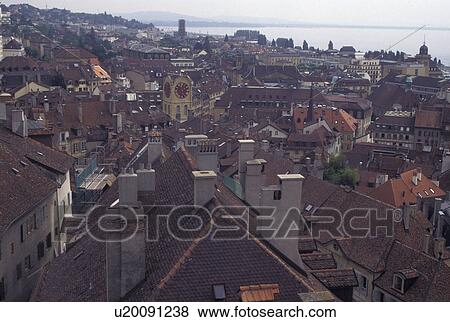 Neuchatel, Switzerland, Scenic aerial view of the city of Neuchatel and Lake Neuchatel View Large Photo Image Stock Photo - Neuchatel, Switzerland, Scenic aerial view of the city of Neuchatel and Lake Neuchatel . Fotosearch