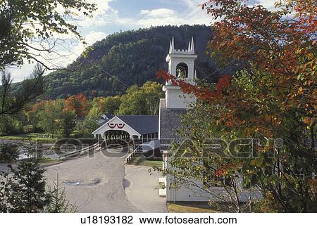 NH, New Hampshire, Stark, Stark Union Church and covered bridge in Stark Village in the fall. View Large Photo Image Stock Image - NH, New Hampshire, Stark, Stark Union Church and covered bridge in Stark Village in the fall.. Fotosearch
