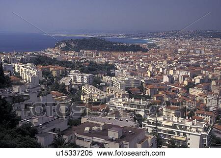 Nice, France, Cote d' Azur, Provence, Alpes-Maritimes, Europe, Aerial view of the city of Nice along the Mediterranean Sea. View Large Photo Image Stock Photography - Nice, France, Cote d' Azur, Provence, Alpes-Maritimes, Europe, Aerial view of the city of Nice along the Mediterranean Sea.. Fotosearch