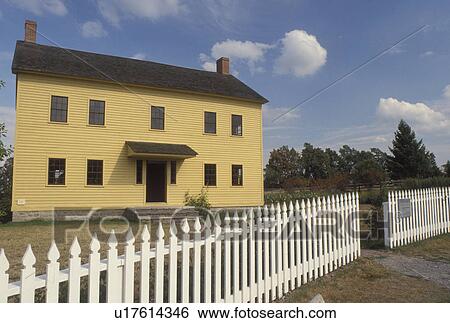 Stock Photograph -  NY, New York, Mumford, Shakers Trustees Building at Genesee Country Village & Museum. Fotosearch