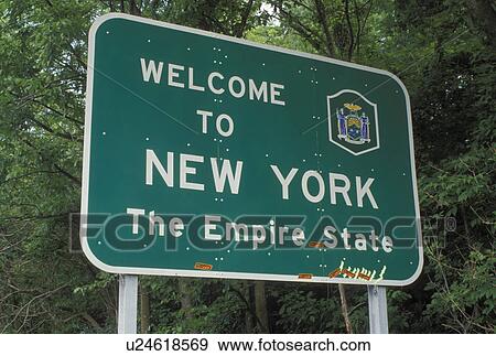 Stock Photo -  NY, New York, Welcome to New York The Empire State sign, . Fotosearch