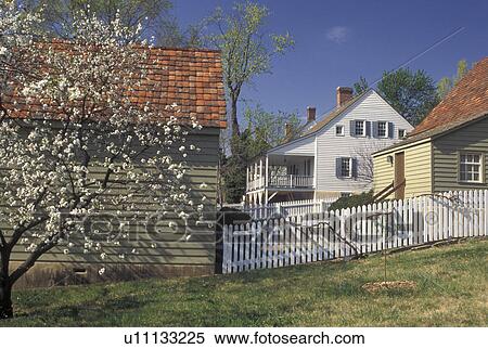 Old Salem, Winston-Salem, NC, North Carolina, Historical buildings and homes in Old Salem, a living history restoration of the Moravian Church town of Salem founded in 1766, in the spring in Winston-Salem. View Large Photo Image Stock Photography - Old Salem, Winston-Salem, NC, North Carolina, Historical buildings and homes in Old Salem, a living history restoration of the Moravian Church town of Salem founded in 1766, in the spring in Winston-Salem.. Fotosearch