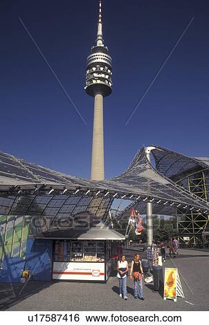 Olympiaturm, Munich, Germany, Bavaria, Munchen, Europe, Olympic Tower at Olympia Park View Large Photo Image Stock Photograph - Olympiaturm, Munich, Germany, Bavaria, Munchen, Europe, Olympic Tower at Olympia Park. Fotosearch