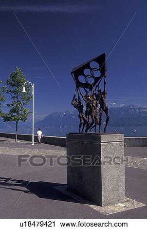 olympics, Lausanne, Ouchy, Switzerland, Vaud, Lac Leman, Statue at Le Parc Olympique along Lake Geneva in Lausanne near the olympic museum. View Large Photo Image Stock Image - olympics, Lausanne, Ouchy, Switzerland, Vaud, Lac Leman, Statue at Le Parc Olympique along Lake Geneva in Lausanne near the olympic museum.. Fotosearch