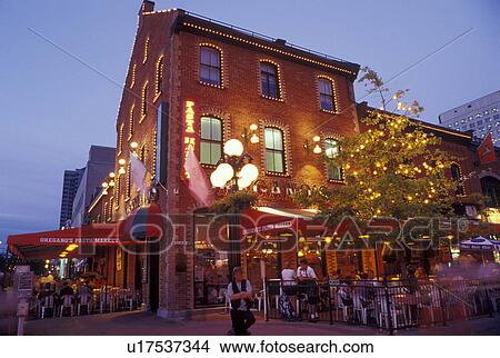 Ottawa, Canada, Ontario, Outdoor cafTs and restaurants along the street at Byward Market in the evening in Ottawa. View Large Photo Image Picture - Ottawa, Canada, Ontario, Outdoor cafTs and restaurants along the street at Byward Market in the evening in Ottawa.. Fotosearch