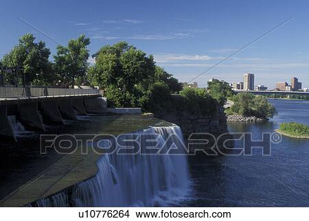 Ottawa, Canada, Ontario, Rideau Falls on the Ottawa River in Ottawa. View Large Photo Image Picture -  Ottawa, Canada, Ontario, Rideau Falls on the Ottawa River in Ottawa.. Fotosearch