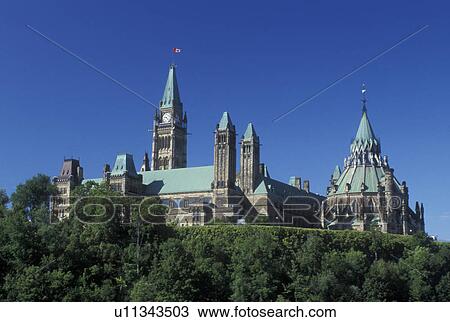 Stock Image -  Ottawa, Ontario, Canada, Parliament Buildings on Parliament Hill.. Fotosearch