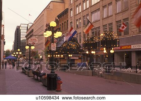 Ottawa, Ontario, Canada, Pedestrian street in downtown Ottawa in the evening. View Large Photo Image Picture - Ottawa, Ontario, Canada, Pedestrian street in downtown Ottawa in the evening.. Fotosearch