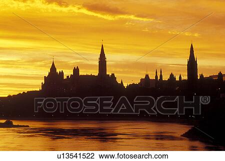 Ottawa, Ontario, Canada, Scenic view of Parliament Hill from the Ottawa River at sunrise. View Large Photo Image Stock Image - Ottawa, Ontario, Canada, Scenic view of Parliament Hill from the Ottawa River at sunrise.. Fotosearch