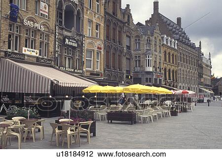 outdoor cafT, Belgium, Ieper, Ypres, West-Vlaanderen, Europe, Outdoor cafTs and restaurants in the Main Square in downtown Ypres. View Large Photo Image Stock Image - outdoor cafT, Belgium, Ieper, Ypres, West-Vlaanderen, Europe, Outdoor cafTs and restaurants in the Main Square in downtown Ypres.. Fotosearch