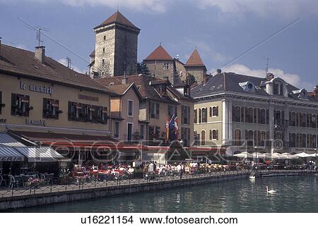 outdoor cafT, France, Annecy, Haute-Savoie, Rhone-Alpes, Europe, Outdoor cafes along the Thiou canal in the old town of Annecy.  View Large Photo Image Picture -  outdoor cafT, France, Annecy, Haute-Savoie, Rhone-Alpes, Europe, Outdoor cafes along the Thiou canal in the old town of Annecy. . Fotosearch