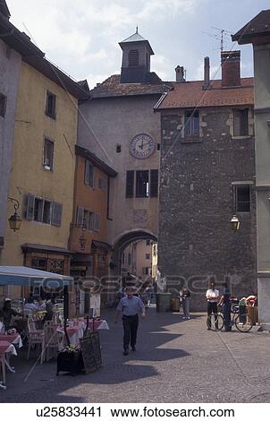 outdoor cafT, France, Annecy, Haute-Savoie, Rhone-Alpes, Europe, Shops and outdoor cafes along a narrow pedestrian street in the old town of Annecy. View Large Photo Image Stock Image - outdoor cafT, France, Annecy, Haute-Savoie, Rhone-Alpes, Europe, Shops and outdoor cafes along a narrow pedestrian street in the old town of Annecy. . Fotosearch
