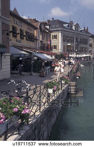 outdoor cafT, France, Annecy, Haute-Savoie, Rhone-Alpes, Europe, Outdoor cafes along the Thiou canal in the old town of Annecy. View Large Photo Image Stock Photo - outdoor cafT, France, Annecy, Haute-Savoie, Rhone-Alpes, Europe, Outdoor cafes along the Thiou canal in the old town of Annecy. . Fotosearch