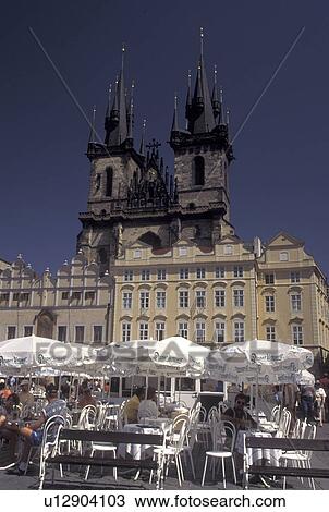 outdoor cafT, Prague, Czech Republic, Praha, Central Bohemia, Outdoor cafT and Tyn Church in Old Town Square in the city of Prague. View Large Photo Image Stock Image - outdoor cafT, Prague, Czech Republic, Praha, Central Bohemia, Outdoor cafT and Tyn Church in Old Town Square in the city of Prague.. Fotosearch