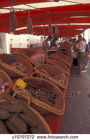 outdoor market, dry sausage, meat, France, Divonne les Bains, Ain, Europe, Market Day in downtown Divonne les Bains. View Large Photo Image Stock Image - outdoor market, dry sausage, meat, France, Divonne les Bains, Ain, Europe, Market Day in downtown Divonne les Bains.. Fotosearch