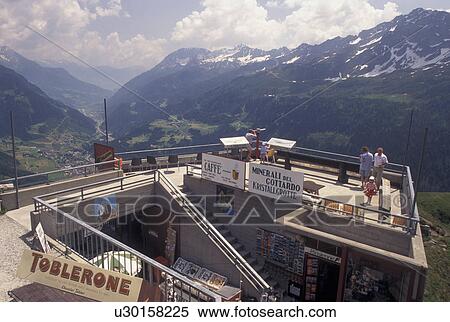 Stock Photography -  overlook, Switzerland, Alps, Ticino, Val Leventina, St. Gotthard Pass Road, Airolo, Overlook at Saint Gotthard Mountain Pass in the scenic Swiss Alps.. Fotosearch