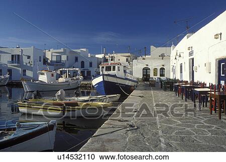 Paros, Greece, Greek Islands, Naoussa, Cyclades, Europe, Fishing boats docked in Naoussa Harbor on Paros Island on the Aegean Sea. View Large Photo Image Stock Image - Paros, Greece, Greek Islands, Naoussa, Cyclades, Europe, Fishing boats docked in Naoussa Harbor on Paros Island on the Aegean Sea.. Fotosearch