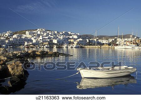 Paros, Greece, Greek Islands, Naoussa, Cyclades, Europe, Fishing boats docked in Naoussa Harbor on Paros Island on the Aegean Sea. View Large Photo Image Stock Image - Paros, Greece, Greek Islands, Naoussa, Cyclades, Europe, Fishing boats docked in Naoussa Harbor on Paros Island on the Aegean Sea.. Fotosearch