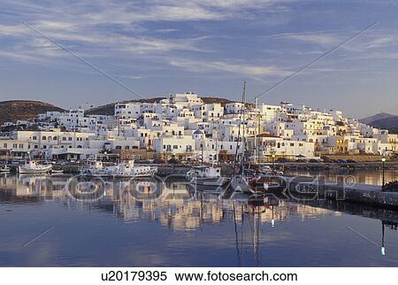 Paros, Greece, Greek Islands, Naoussa, Cyclades, Europe, Fishing boats docked in Naoussa Harbor on Paros Island on the Aegean Sea. View Large Photo Image Stock Photography - Paros, Greece, Greek Islands, Naoussa, Cyclades, Europe, Fishing boats docked in Naoussa Harbor on Paros Island on the Aegean Sea.. Fotosearch