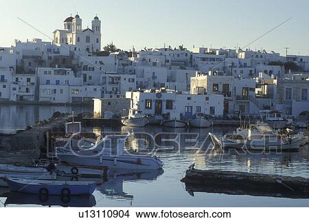Paros, Greek Islands, Naoussa, Cyclades, Greece, Europe, Fishing boats docked in Naoussa Harbor on Paros Island on the Aegean Sea. View Large Photo Image Picture - Paros, Greek Islands, Naoussa, Cyclades, Greece, Europe, Fishing boats docked in Naoussa Harbor on Paros Island on the Aegean Sea.. Fotosearch